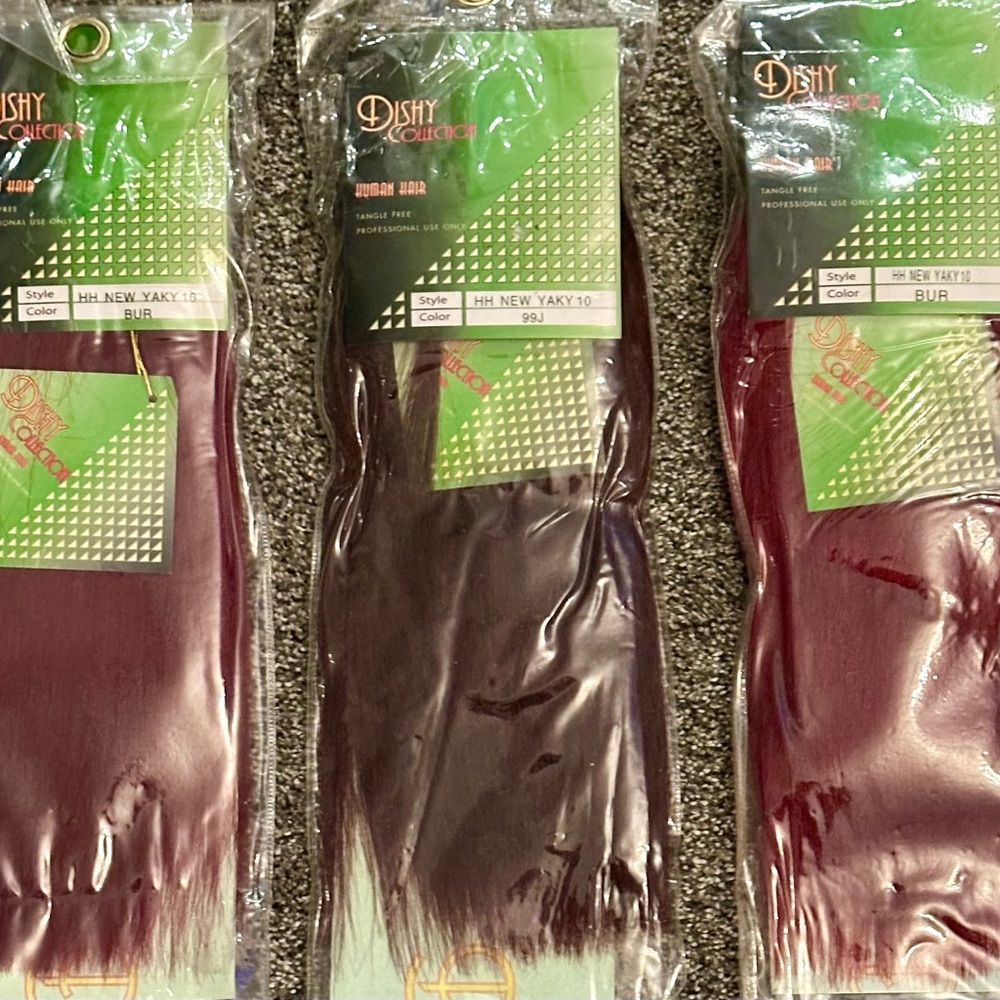 Lot of 3 – Dishy Collection New Yaki 10” | 100% Human Hair | New in Packaging